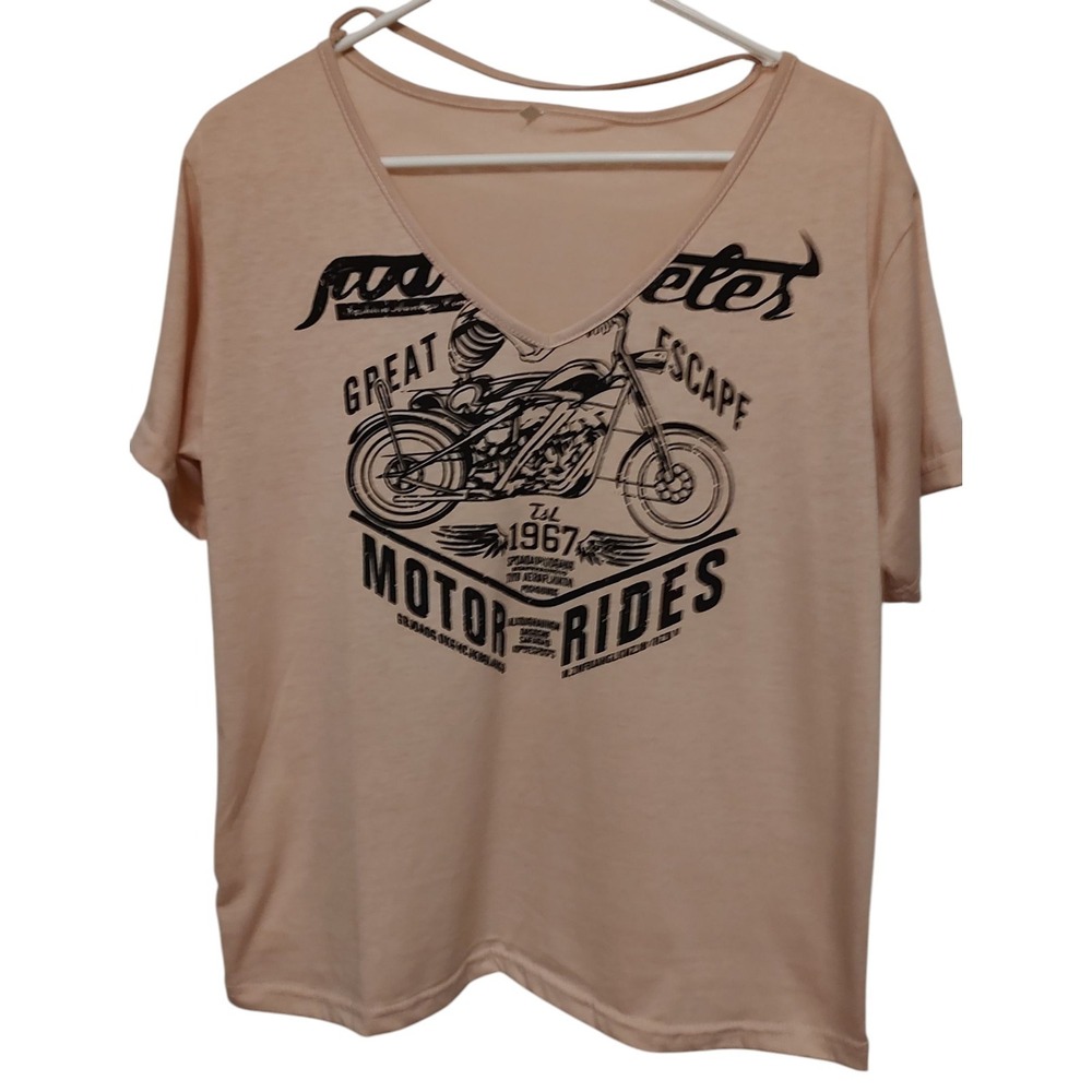 Motorized Light Pink Tee Shirt Great Escape Womens Size Extra Large Cotton Blend